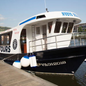 Touristenboot entlang der Mündung von Bilbao und der Bucht von Abra